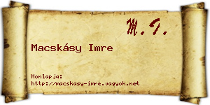 Macskásy Imre névjegykártya